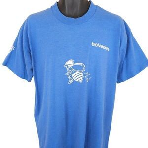 Vintage Belvedere T Shirt Mens Size XL Blue 90s Salon Equipment Made In USA